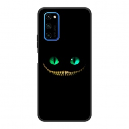 Матовый силиконовый чехол Зеленоглазый чеширский кот на Huawei Honor View 30 Pro