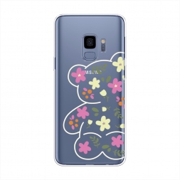 Силиконовый чехол Цветочный мишка на Samsung Galaxy S9