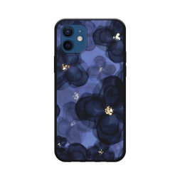 Матовый силиконовый чехол Тёмно-синие цветы на iPhone 12 Pro