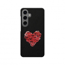 Кожаный черный Сердечко из поцелуев на Samsung Galaxy S25