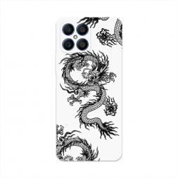Китайские драконы паттерн чёрный на Honor X8