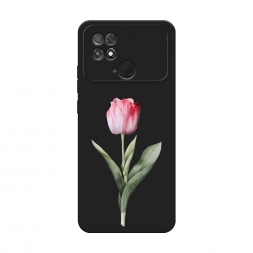 Матовый силиконовый чехол Розовый тюльпан фото на Xiaomi Poco C40