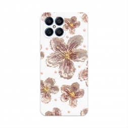Розовые цветы красками на Honor X8