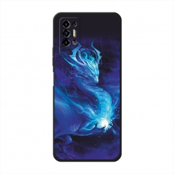 Матовый силиконовый чехол Лунный дракон на Tecno Pova 2