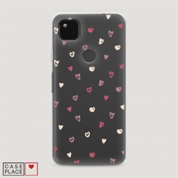 Силиконовый чехол Рисунок из сердечек на Google Pixel 4A