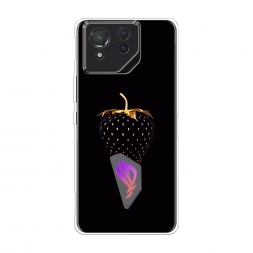 Силиконовый чехол Черно-золотая клубника на Asus ROG Phone 8