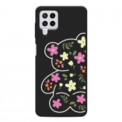 Матовый силиконовый чехол Цветочный мишка на Samsung Galaxy M22