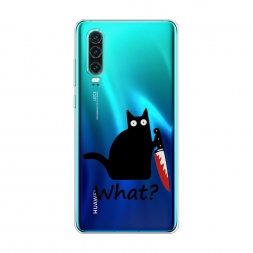 Силиконовый чехол Котик с ножом на Huawei P30