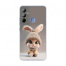 Силиконовый чехол Крольчонок в вязаной шапке на Tecno Pop 6 Go
