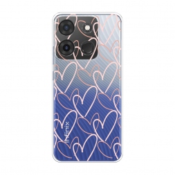 Силиконовый чехол Узор из сердечек на Infinix Smart 7 Plus