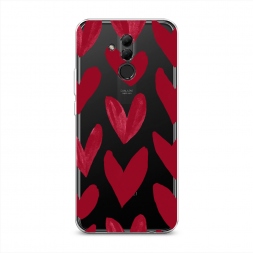 Силиконовый чехол Красные сердечки рисунок на Huawei Mate 20 Lite