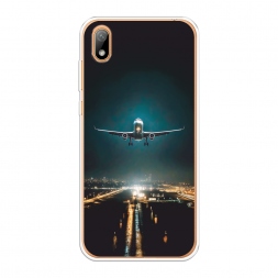 Силиконовый чехол Самолет в ночном небе на Honor 8S