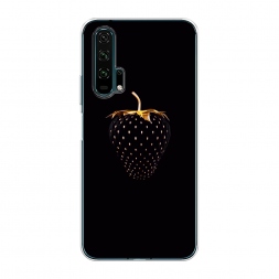 Силиконовый чехол Черно-золотая клубника на Honor 20 Pro
