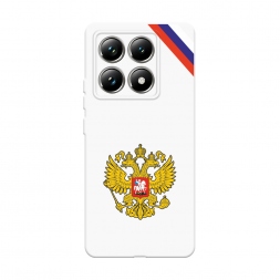 Soft touch белый Герб РФ и лента на Xiaomi 14T Pro