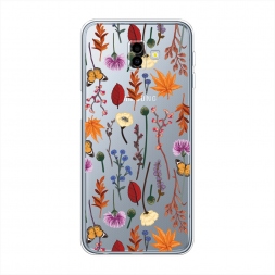 Силиконовый чехол Orange Purple flowers на Samsung Galaxy J6 Plus 2018