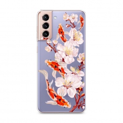 Силиконовый чехол Карпы и сакура на Samsung Galaxy S21 Plus