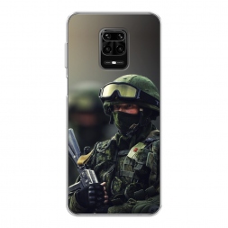 Силиконовый чехол Солдат на Xiaomi Redmi Note 9 Pro
