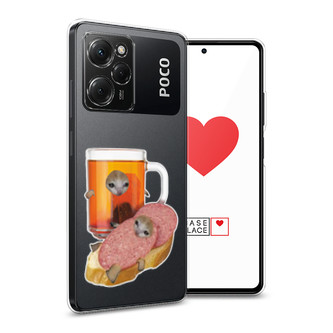 Силиконовый чехол Котёнок бутерброд на Xiaomi Poco X5 Pro 5G