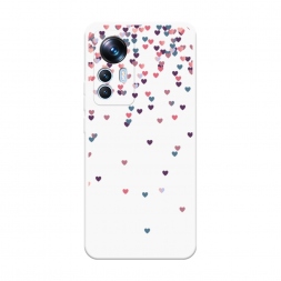 Soft touch белый Посыпка сердечки на Xiaomi 12T