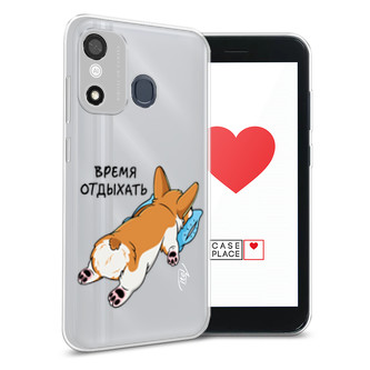 Силиконовый чехол Корги отдыхает на Itel A27