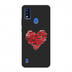 Матовый силиконовый чехол Сердечко из поцелуев на ZTE Blade A51