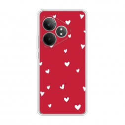Силиконовый чехол Сердечки на красном на Realme GT 6T
