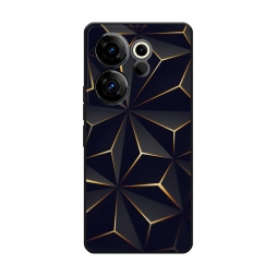Матовый силиконовый чехол Черные полигоны на Tecno Camon 20 Premier