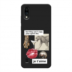 Матовый силиконовый чехол Леопардовый коллаж на ZTE Blade A71