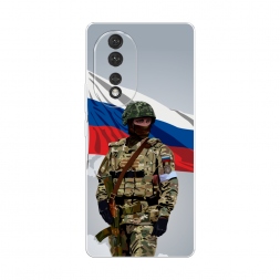 Силиконовый чехол Солдат с флагом на Honor 80