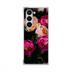 Силиконовый чехол Розовые пионы на черном на Samsung Galaxy Z Fold 6