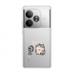 Силиконовый чехол Котик с вентилятором на Realme GT Neo 6