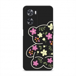 Матовый силиконовый чехол Цветочный мишка на Oppo A57 4G