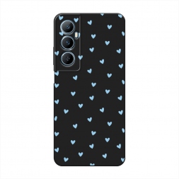 Матовый силиконовый чехол Голубые сердечки паттерн на Realme C65