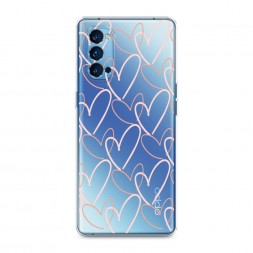 Силиконовый чехол Узор из сердечек на Oppo Reno 4 Pro 5G