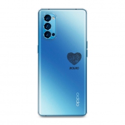 Силиконовый чехол Отпечаток сердца черный на Oppo Reno 4 Pro 5G