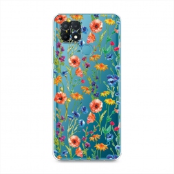 Силиконовый чехол Маки и васильки фон на Oppo A15s