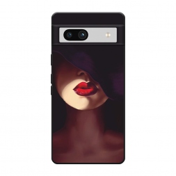 Матовый силиконовый чехол Красные губы на Google Pixel 7a