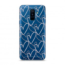 Силиконовый чехол Узор из сердечек на Samsung Galaxy A6 Plus