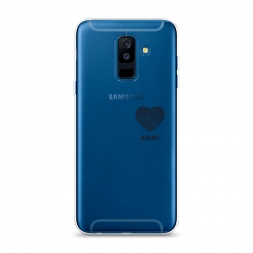 Силиконовый чехол Отпечаток сердца черный на Samsung Galaxy A6 Plus
