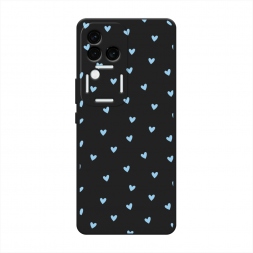 Матовый силиконовый чехол Голубые сердечки паттерн на Vivo S18 Pro