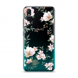 Силиконовый чехол Beautiful white flowers на Vivo Y1s