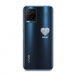 Силиконовый чехол Отпечаток сердца белый на Vivo Y21e