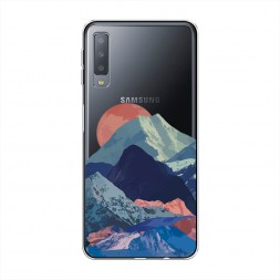 Силиконовый чехол Закат в снежных горах на Samsung Galaxy A7 2018