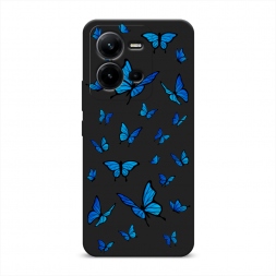 Матовый силиконовый чехол Синие бабочки на Vivo V25e