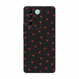 Матовый силиконовый чехол Red hearts на Vivo T2 4G