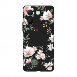 Матовый силиконовый чехол Beautiful white flowers на Vivo Y27S