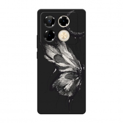 Матовый силиконовый чехол Чернильная бабочка на Infinix Note 40 Pro 4G