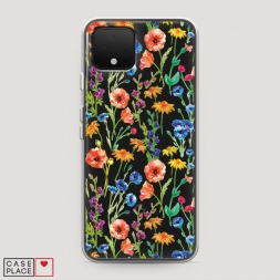 Силиконовый чехол Маки и васильки фон на Google Pixel 4