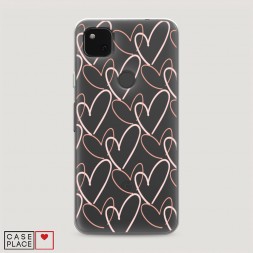 Силиконовый чехол Узор из сердечек на Google Pixel 4A