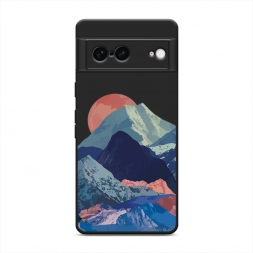 Матовый силиконовый чехол Закат в снежных горах на Google Pixel 7